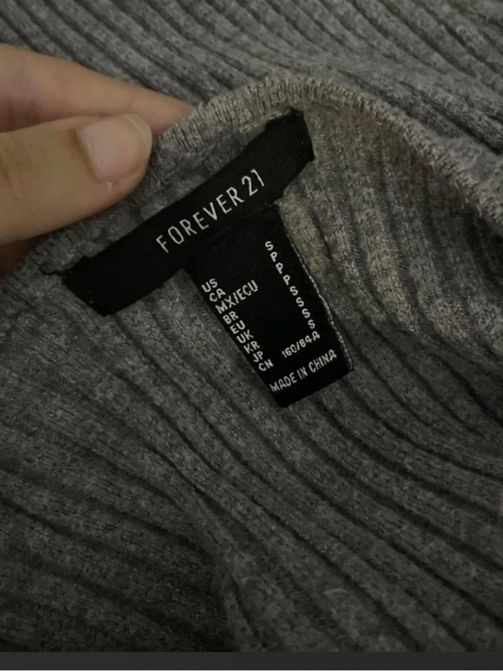 Forever 21 Gray Ribbed V-Neck Sweater
